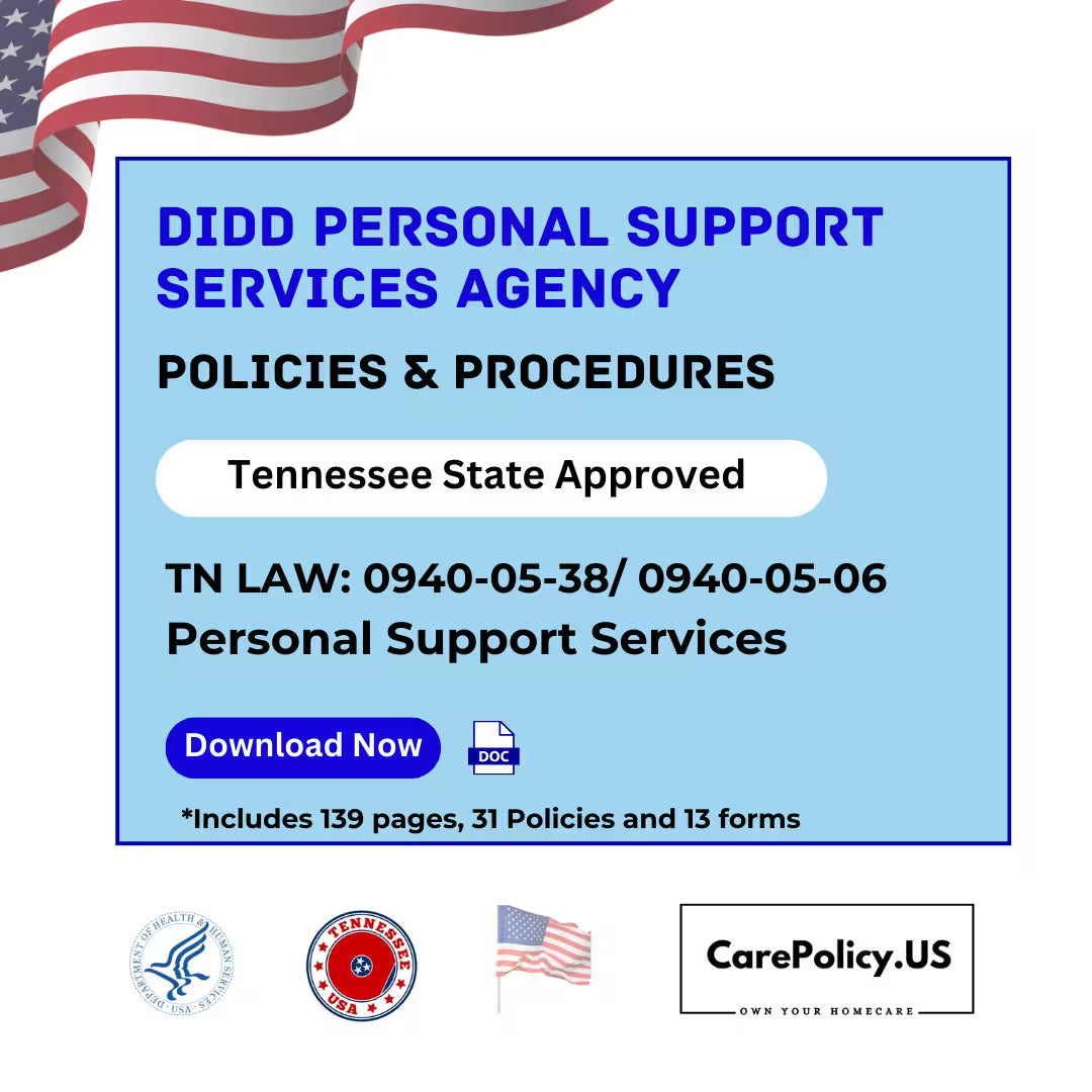 DIDD Personal Support Services Agency- Policies and Procedures- Tennessee State Licensure