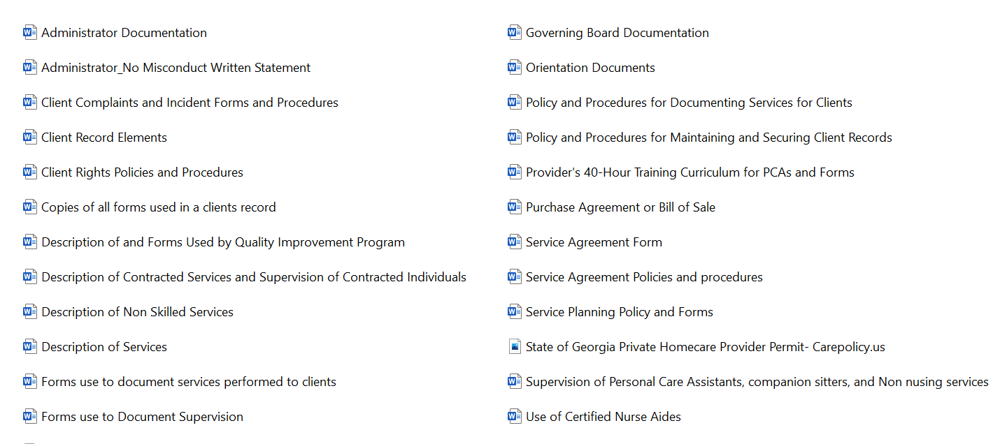 Georgia Private Home Provider (PHCP) - Complete set of Supporting Documents To Upload to GAHLES
