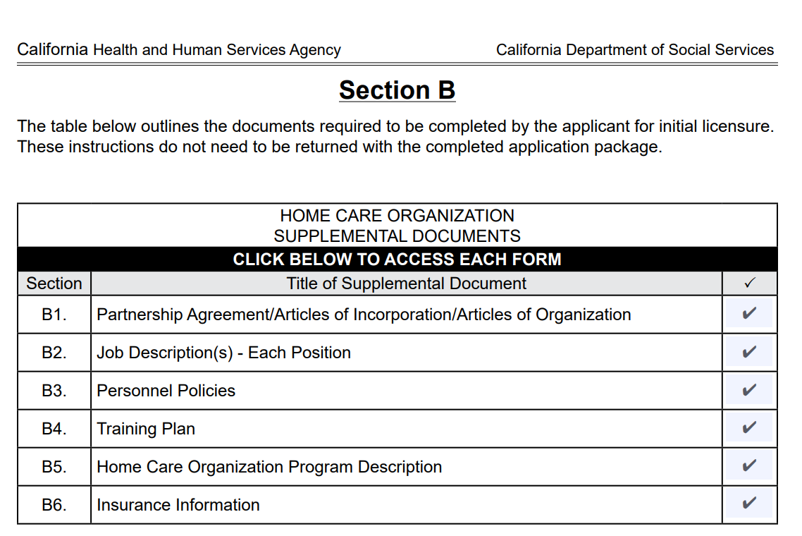 Home Care Agency- California State Complete Licensure Package - CarePolicy.US