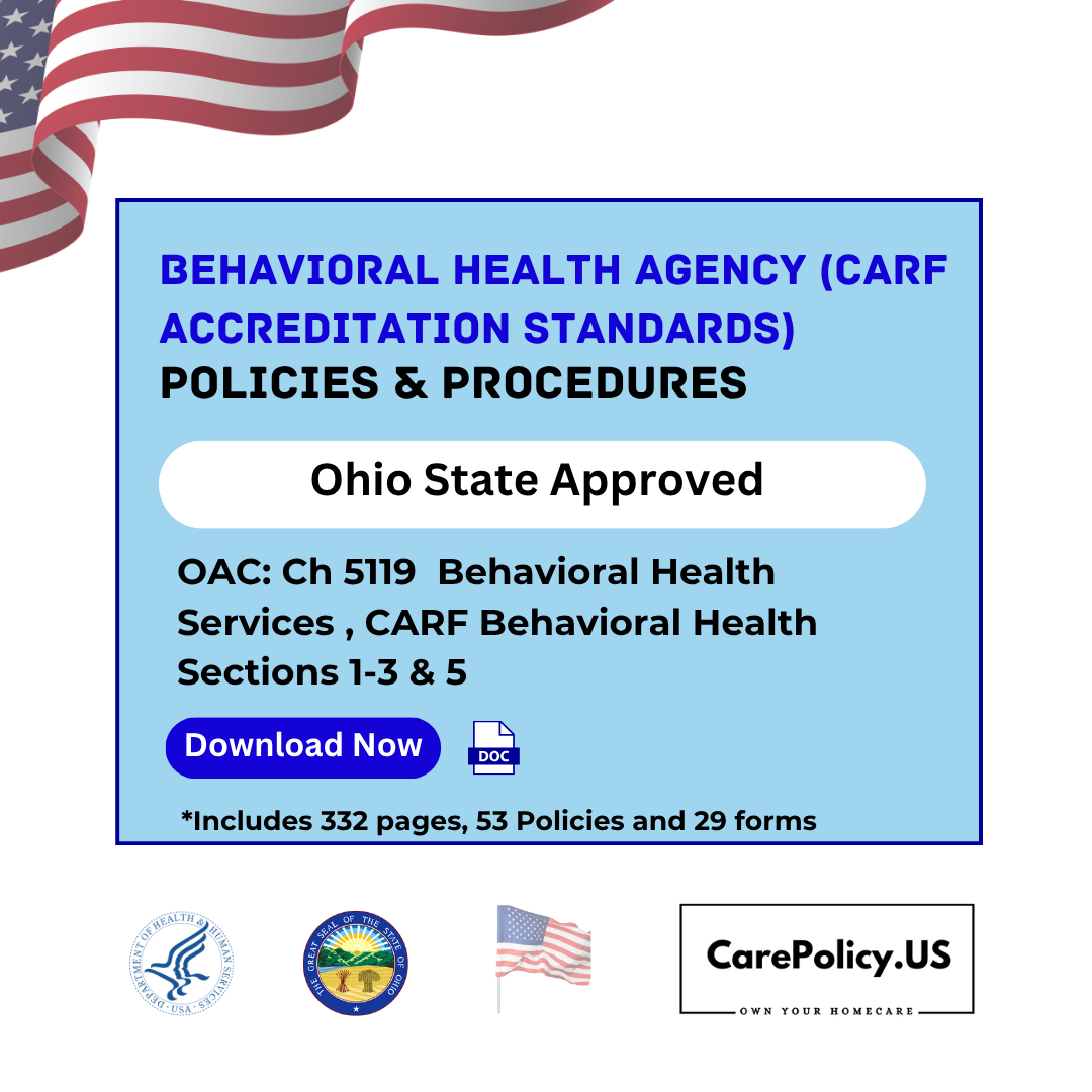 Behavioral Health Services Agency (CARF Accreditation Standards) – Policies and Procedures – Ohio State Licensure