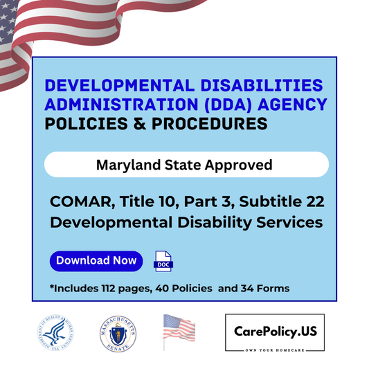 Developmental Disabilities Administration (DDA) Agency – Policies and Procedures – Maryland State Licensure