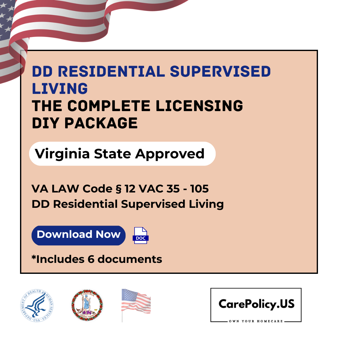 DD Residential Supervised Living License  - Virginia State Complete Licensure Package